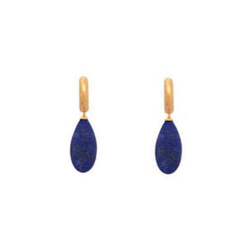 Huggie Round Hoop Drop Lapis Matte Earrings-Joyla-Renee Taylor Gallery