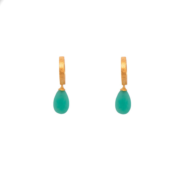 Faceted Chrysoprase 24K Gold Vermeil 24K Gold Vermeil Huggie Earrings-Joyla-Renee Taylor Gallery