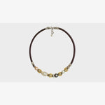 5mm Leather Necklace with Handmade Gold Elements, Silver, and Freshwater Pearls - C2003-Misani Milano-Renee Taylor Gallery