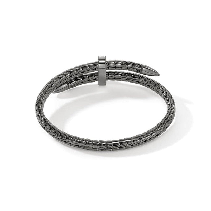 Spear Silver Diamond Pave Bypass Flex Cuff with Black Rhodium - CBP90110722BRDDI-John Hardy-Renee Taylor Gallery