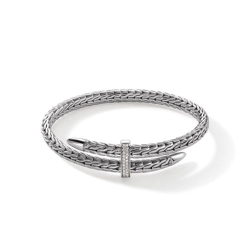 Spear Flex Cuff, Sterling Silver, Diamonds - CBP9011072DI-John Hardy-Renee Taylor Gallery