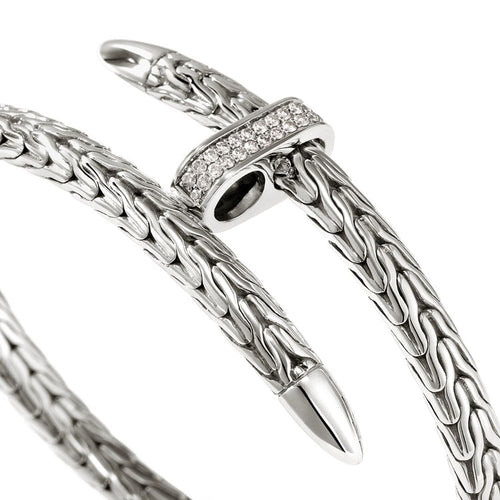 Spear Flex Cuff, Sterling Silver, Diamonds - CBP9011072DI-John Hardy-Renee Taylor Gallery