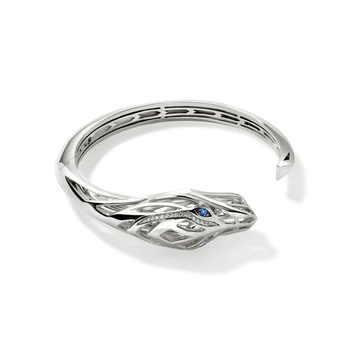 Naga Hinged Cuff, Sterling Silver, Diamonds - CBS6034311BSPDIX-John Hardy-Renee Taylor Gallery