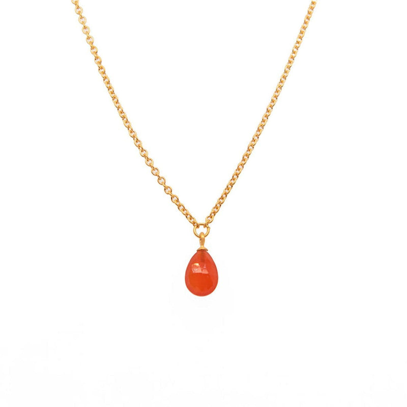 Carnelian Faceted Drop Pendant Necklace 24K Fair Trade Gold Vermeil-Joyla-Renee Taylor Gallery