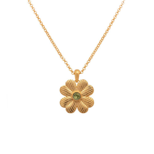 Lucky Clover Peridot Reversible Pendant Necklace 24K Gold Vermeil-Joyla-Renee Taylor Gallery