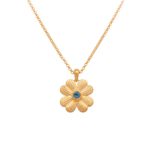 Lucky Clover Sky Blue Topaz Reversible Pendant Necklace 24K Gold Vermeil-Joyla-Renee Taylor Gallery