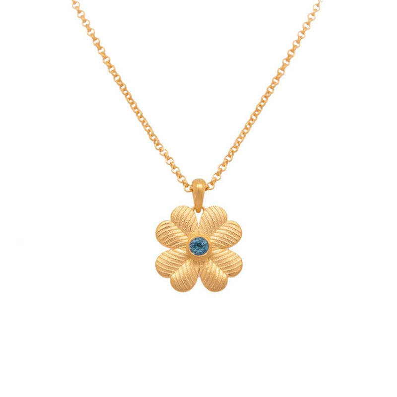 Lucky Clover Sky Blue Topaz Reversible Pendant Necklace 24K Gold Vermeil-Joyla-Renee Taylor Gallery