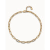 18K Gold-Plated Short Necklace with Medium Sized Oval Links - COL1765ORO0000U-UNO de 50-Renee Taylor Gallery