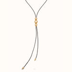 18K Gold Plated Long Leather Pendant With Three Central Sterling Silver Plated Beads - COL1998MARORO0U-UNO de 50-Renee Taylor Gallery