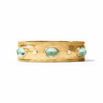 Cannes Stone Statement Hinge Bangle - Iridescent Aquamarine Blue-Julie Vos-Renee Taylor Gallery