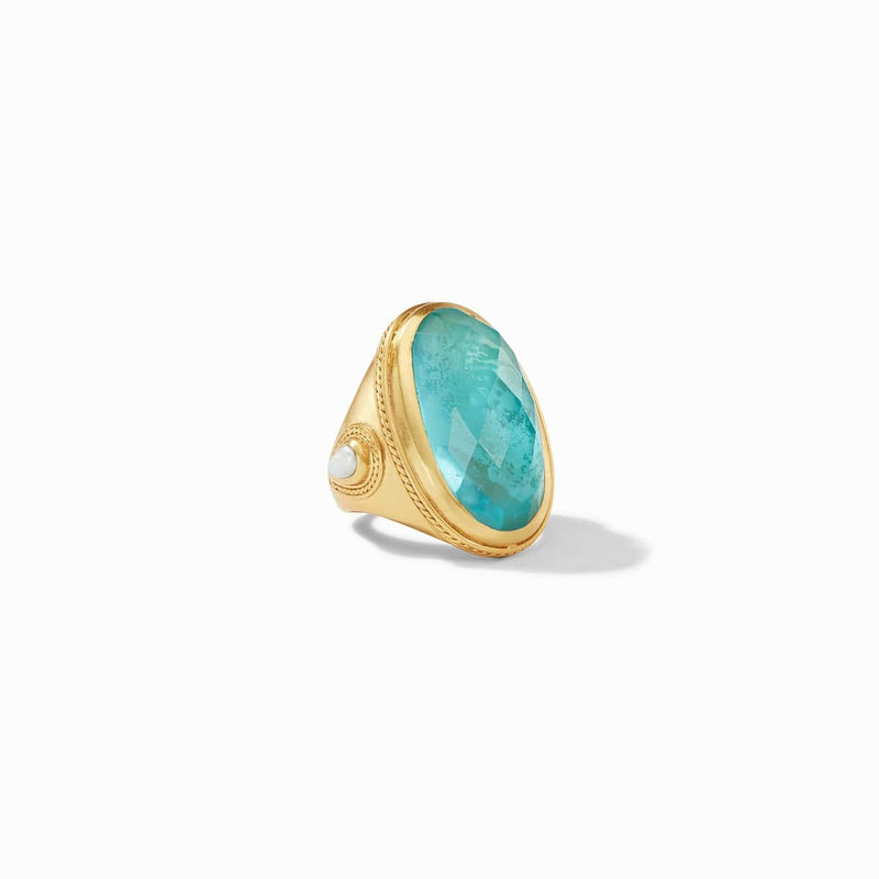 Cassis Statement Ring w/Pearl Accents - Iridescent Bahamian Blue-Julie Vos-Renee Taylor Gallery