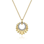 14K Yellow Gold Diamond and Diamond Cut Texture Pendant Necklace - NK7261Y45JJ-Gabriel & Co.-Renee Taylor Gallery