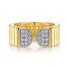 14K Yellow Gold Open Ring w/ Diamond Pavé End Caps and Diamond Cut Texture - LR52371Y45JJ-Gabriel & Co.-Renee Taylor Gallery