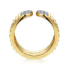 14K Yellow Gold Open Ring w/ Diamond Pavé End Caps and Diamond Cut Texture - LR52371Y45JJ-Gabriel & Co.-Renee Taylor Gallery