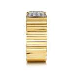 14K Yellow Gold Open Ring w/ Diamond Pavé End Caps and Diamond Cut Texture - LR52371Y45JJ-Gabriel & Co.-Renee Taylor Gallery