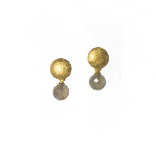 Moon Labradorite Round Faceted Earrings 24K Fair Trade Gold Vermeil-Joyla-Renee Taylor Gallery