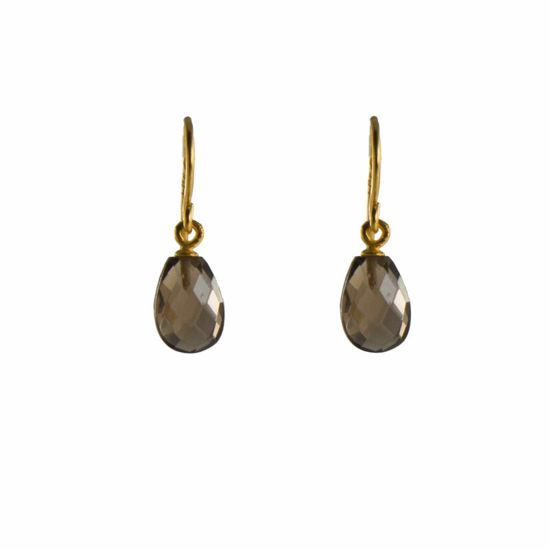 Faceted Smoky Quartz 24K Gold Vermeil Earrings-Joyla-Renee Taylor Gallery