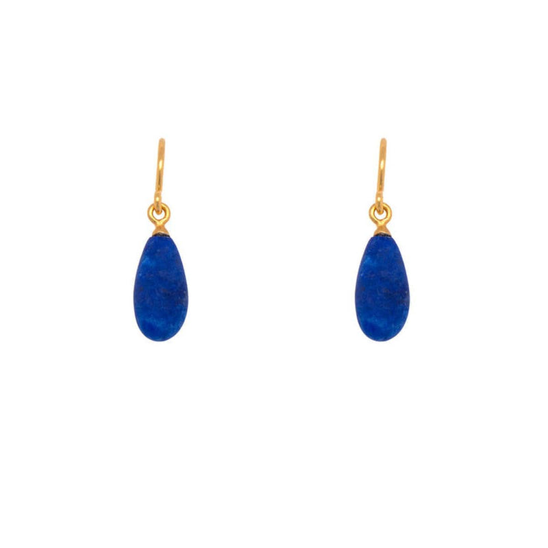 Lapis Matte French Wire Earrings 24K Fair Trade Gold Vermeil-Joyla-Renee Taylor Gallery