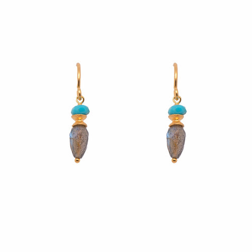 Labradorite And Turquoise 24K Gold Vermeil Earrings-Joyla-Renee Taylor Gallery