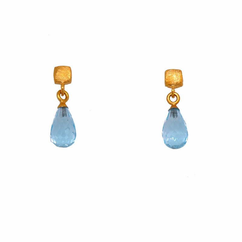 Cube Oval Sky Blue Topaz 24K Gold Vermeil Earrings-Joyla-Renee Taylor Gallery