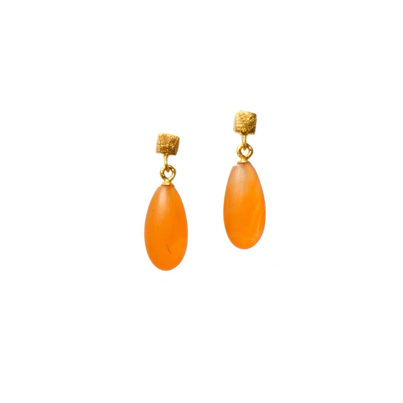 Cube Matte Carnelian 24K Gold Vermeil Earrings-Joyla-Renee Taylor Gallery