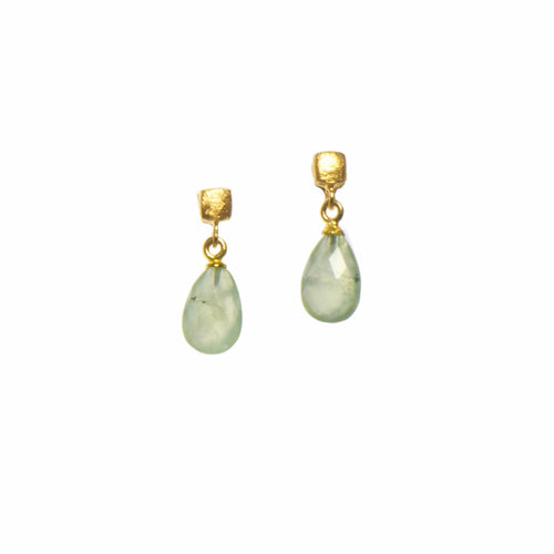 Cube Faceted Prehnite 24K Gold Vermeil Earrings-Joyla-Renee Taylor Gallery