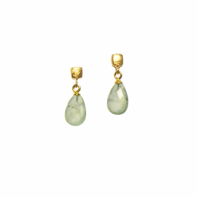 Cube Faceted Prehnite 24K Gold Vermeil Earrings-Joyla-Renee Taylor Gallery