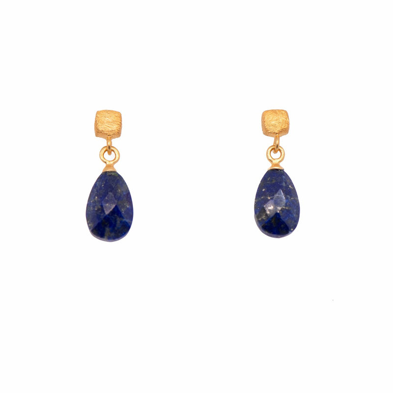 Cube Faceted Lapis 24K Gold Vermeil Earrings-Joyla-Renee Taylor Gallery