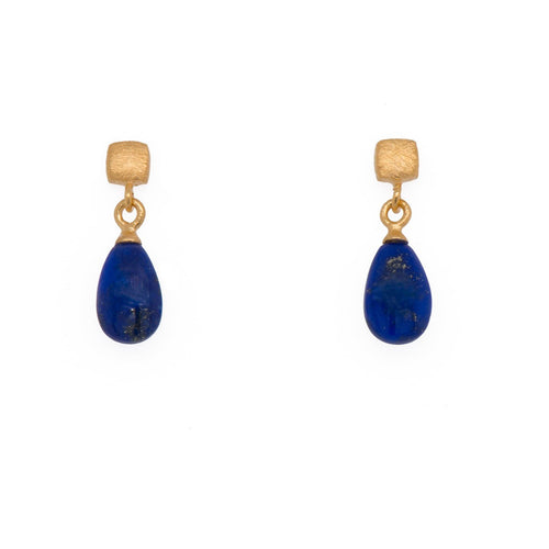 Cube Lapis 24K Gold Vermeil Earrings-Joyla-Renee Taylor Gallery