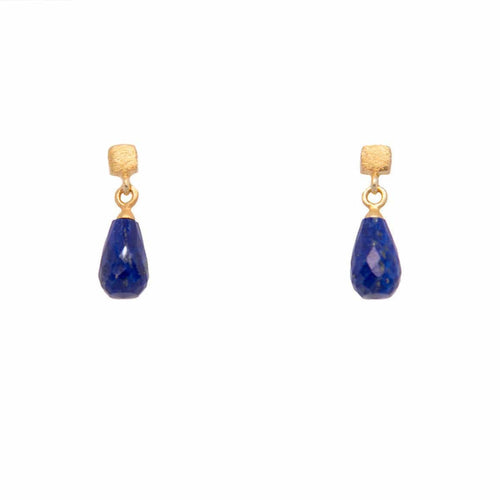 Cube Post Earrings Lapis 24K Fair Trade Gold Vermeil-Joyla-Renee Taylor Gallery