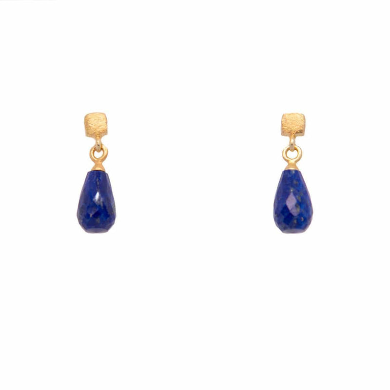 Cube Post Earrings Lapis 24K Fair Trade Gold Vermeil-Joyla-Renee Taylor Gallery