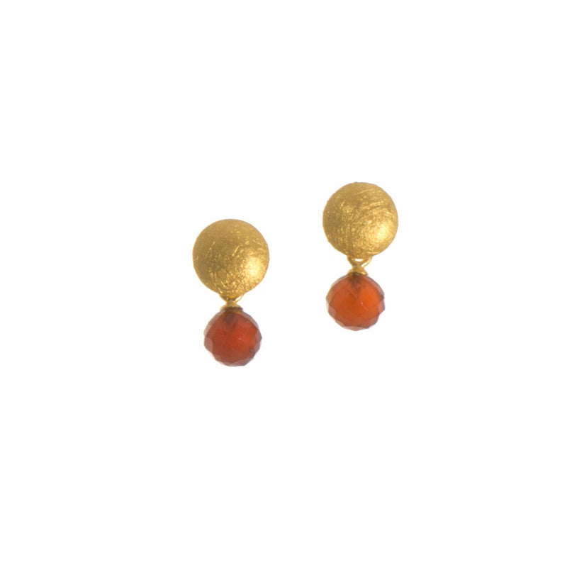 Globe Round Faceted Garnet 24K Gold Vermeil Earrings-Joyla-Renee Taylor Gallery