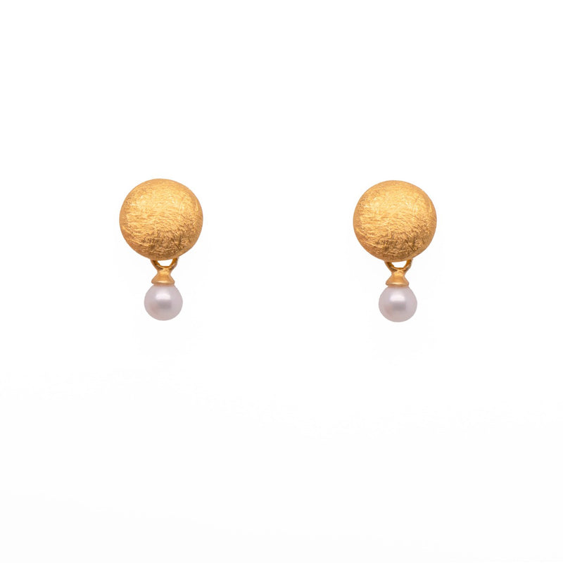 Globe 4mm White Pearl 24K Gold Vermeil Earrings-Joyla-Renee Taylor Gallery