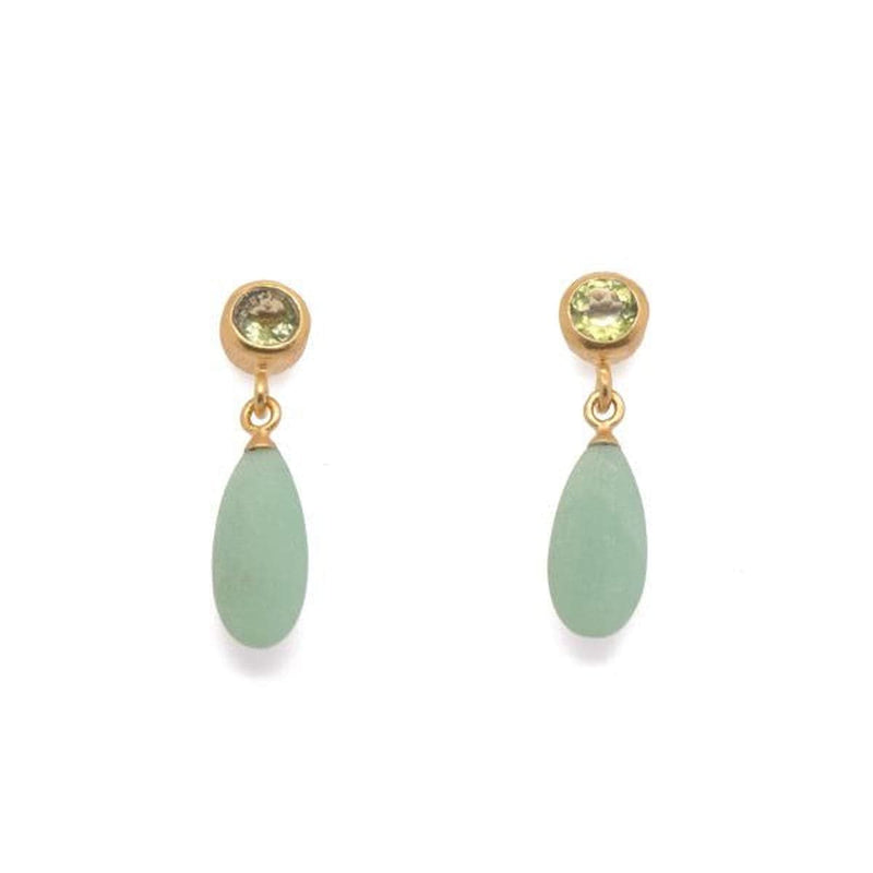 Peridot, Chrysoprase 24K Fair Trade Gold Vermeil Earrings-Joyla-Renee Taylor Gallery