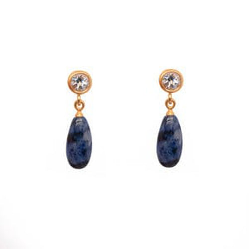 Topaz & Dumortierite 24K Gold Vermeil Earrings-Joyla-Renee Taylor Gallery