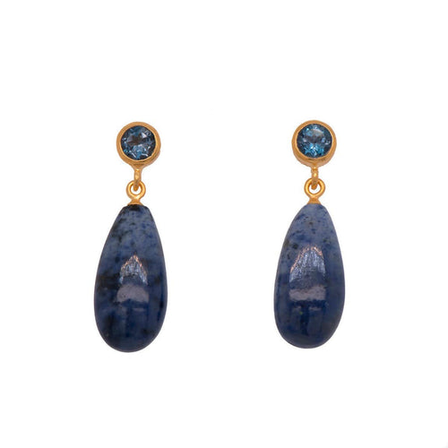 London Blue Topaz & Dumortiorite 24K Gold Vermeil Earrings-Joyla-Renee Taylor Gallery