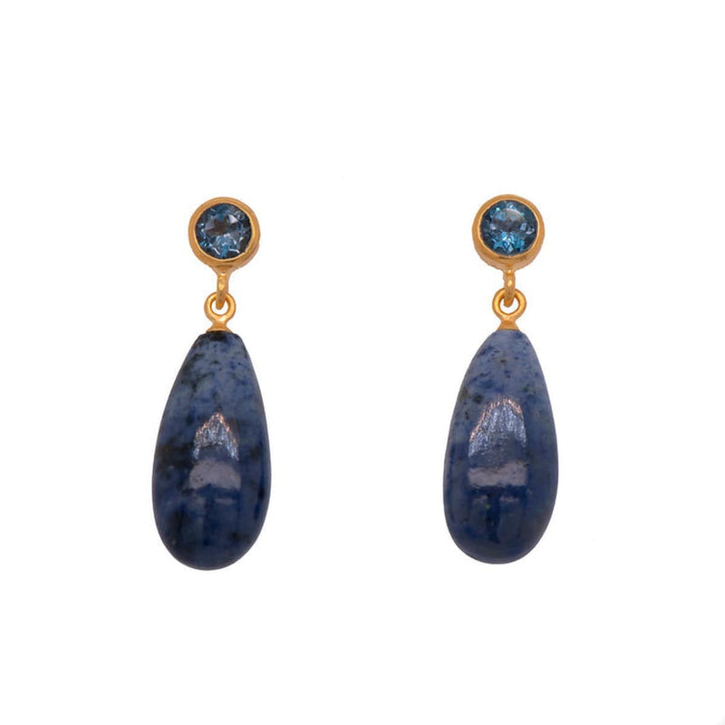 London Blue Topaz & Dumortiorite 24K Gold Vermeil Earrings-Joyla-Renee Taylor Gallery