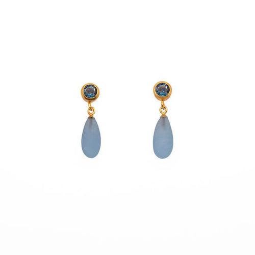 London Blue Topaz & Aquamarine Earrings 24K Fair Trade Gold Vermeil-Joyla-Renee Taylor Gallery