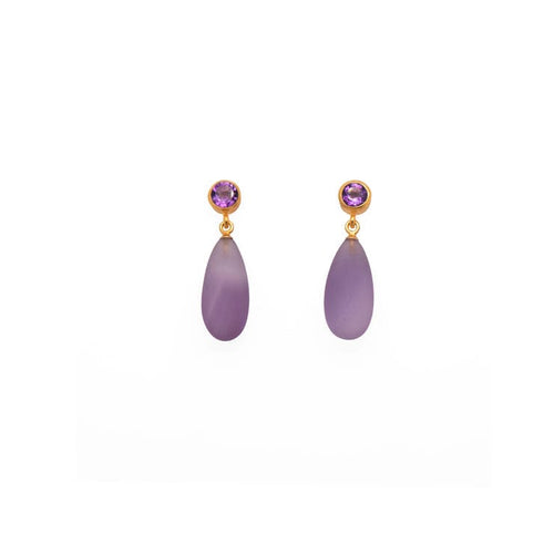 Amethyst & Carnelian Matt Earrings 24K Fair Trade Gold Vermeil-Joyla-Renee Taylor Gallery