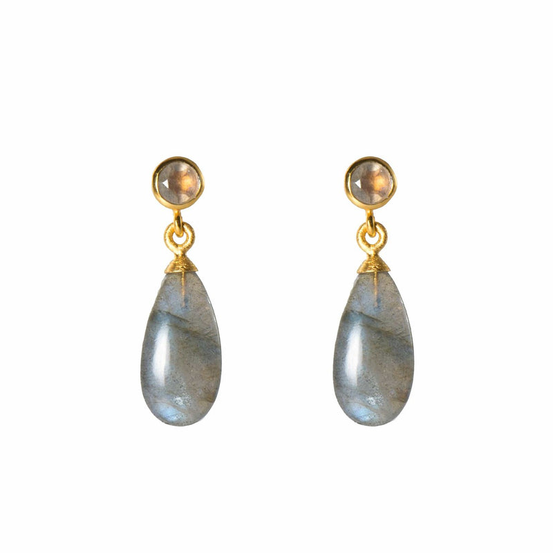 Labradorite 24K Gold Vermeil Oval Drop Earrings-Joyla-Renee Taylor Gallery