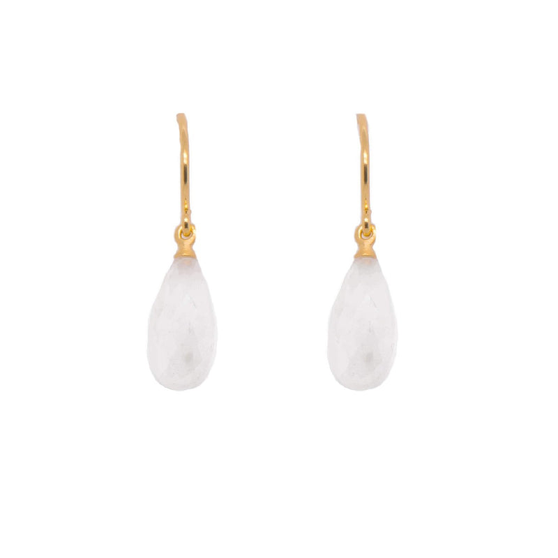 Joyla Signature Wire Faceted Drop Stone Rainbow Moonstone 24K Gold Vermeil Earrings-Joyla-Renee Taylor Gallery