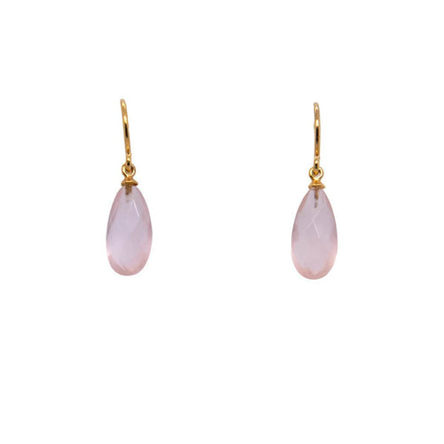 Signature Rose Quartz Wire Drop Earrings 24K Gold Vermeil-Joyla-Renee Taylor Gallery