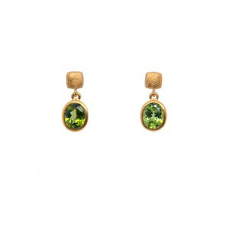 Cube Oval Peridot 24K Gold Vermeil Earrings-Joyla-Renee Taylor Gallery