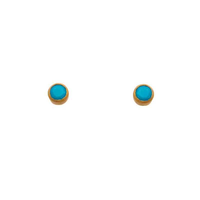 Basic Stud 6mm Turquoise 24K Gold Vermeil Earrings-Joyla-Renee Taylor Gallery