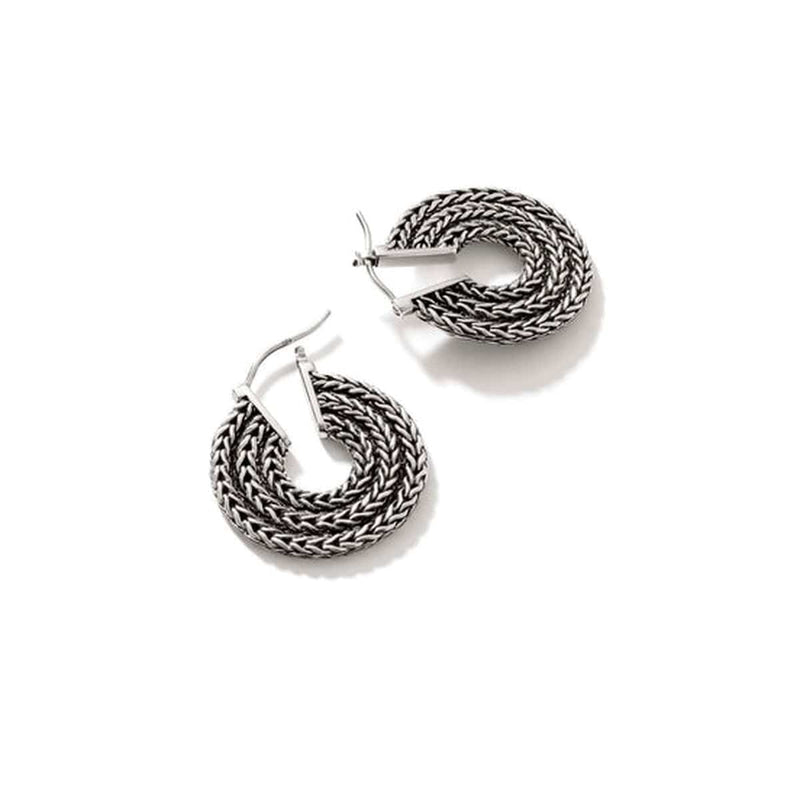 Classic Chain Silver Hoop Earrings - EB900995-John Hardy-Renee Taylor Gallery