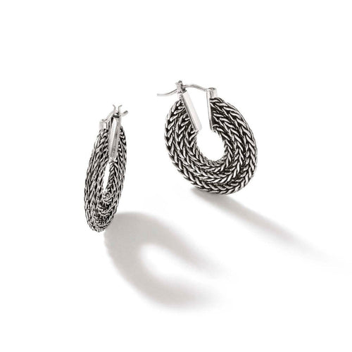 Classic Chain Silver Hoop Earrings - EB900995-John Hardy-Renee Taylor Gallery