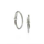 Spear Silver Diamond Pave Hoop Earrings - EBP9012472DI-John Hardy-Renee Taylor Gallery