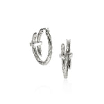 Spear Silver Diamond Pave Hoop Earrings - EBP986742DI-John Hardy-Renee Taylor Gallery