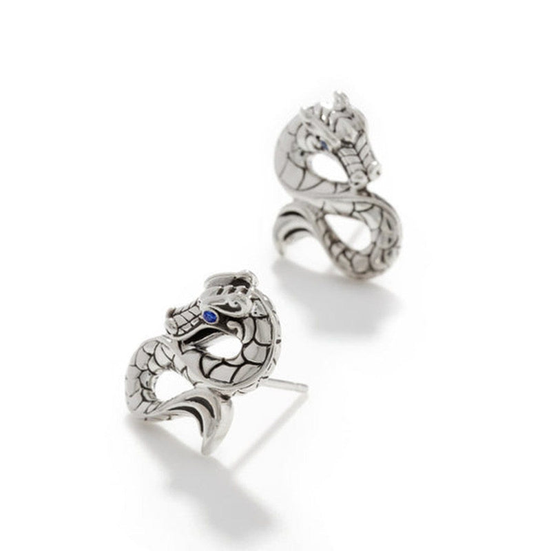 Naga Stud Earrings with Blue Sapphire Eyes - EBS60256BSP-John Hardy-Renee Taylor Gallery