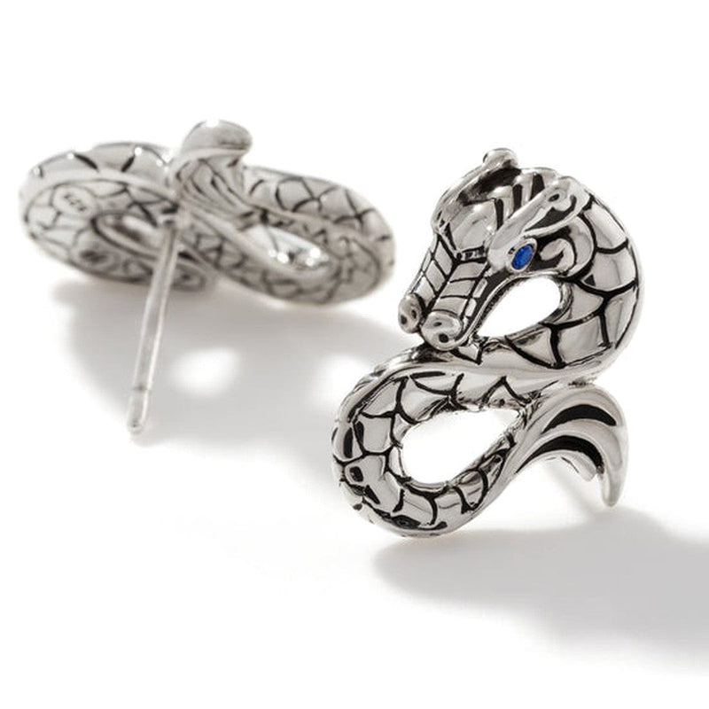 Naga Stud Earrings with Blue Sapphire Eyes - EBS60256BSP-John Hardy-Renee Taylor Gallery